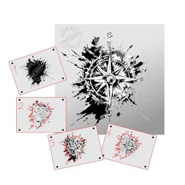 Imagem de Bússola AS-396, estêncil passo a passo para acrílico, aerógrafo, spray, verniz e tinta de parede (M)