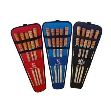 Imagem de Kit 5 Espetos para Churrasco- Alumínio Polido, Cabo de Madeira com Estojo