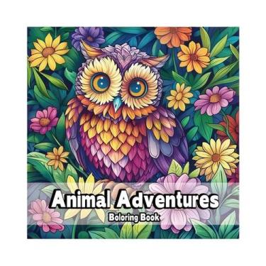 Imagem de Livro De Colorir Para Adultos: Aventuras De Animais, Ilustrações Criat