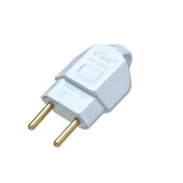 Imagem de Kit 100 Plugue de Tomada Pino Macho 2P 10A Maciço Cor Branco