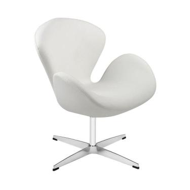 Imagem de Poltrona Swan Couro Sintético Branco Base Alumínio Giratória