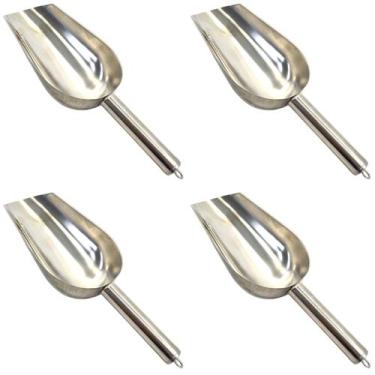 Imagem de 4x Pá de Inox Concha Pet Pegador Dosador de Gelo Cereal Grão Ração - S