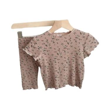 Imagem de Conjunto De Roupas Casuais Para Crianças Com Estampa Floral De Verão, 