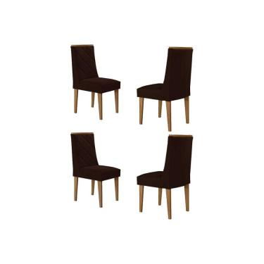 Imagem de Cadeira De Cozinha Pietá Kit 4 Un Naturalle/suede Marrom - Rufato