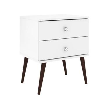 Imagem de Mesa Cabeceira RT 3032 c/ 2 Gavetas Branco - Movelbento, Branco