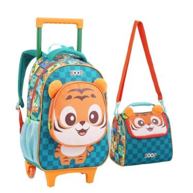 Imagem de Kit Mochila Rodinhas e Lancheira Infantil Animais-Unissex