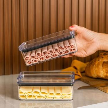 Imagem de Kit 2 Pote Hermético Porta Frios Empilhável 770ml Acrílico - ShopCareH