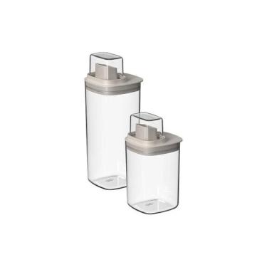 Imagem de Kit Dispenser Ou Quadrado 2 Peças Linha Flow, Bege
