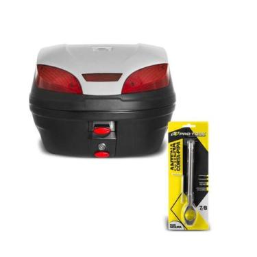 Imagem de Baú Moto 30 Litros Pro Tork + Antena Corta Pipa 7/8, PRATA, Único