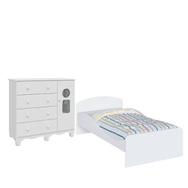 Imagem de Kit Cama Lua Montessori e Cômoda Tedy 04 gavetas 100% MDF - - Moveis P