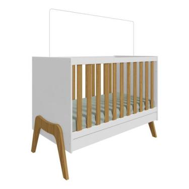 Imagem de Berço Retro Moveis Peroba Guti 5x1 MDF, Branco Carvalho