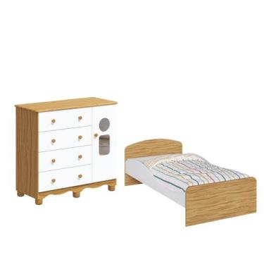 Imagem de Kit Cama Lua Montessori e Cômoda Tedy 04 gavetas 100% MDF - - Moveis P