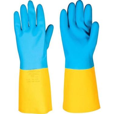 Imagem de Luva Latex-neoprene Peq Amarela-azul - Vonder