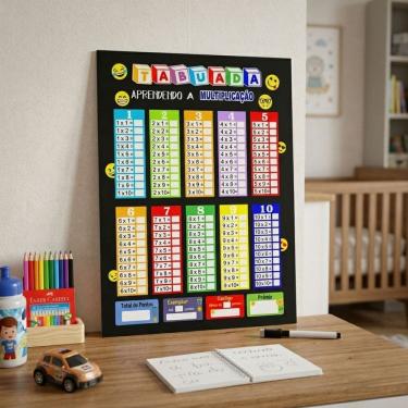 Imagem de Quadro Tabuada Multiplicação para Aprender Matemática - Material Educativo Infantil com...