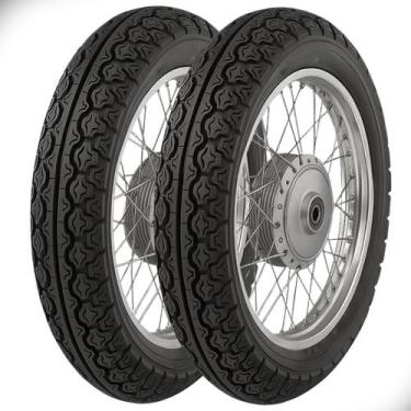 Imagem de Kit Pneu Moto 2.75-17 e 80/100-14 Dianteiro e Traseiro Com Camara Robu