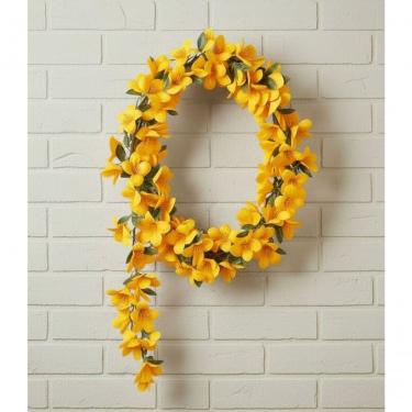 Imagem de Pendente Hibisco Flor Trepadeira Artificial 110cm para Decoração Visual Realista Amarelo de Coração Shop
