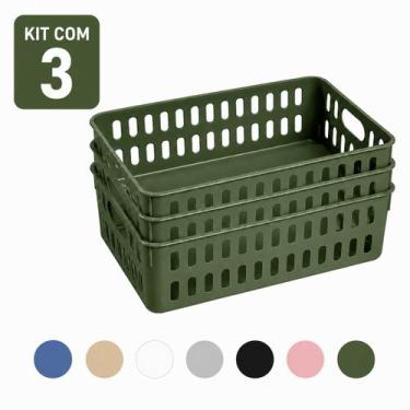 Imagem de Cesto Decorativo Caixa Organizadora Pequena - Kit Com 3 Organizador Co
