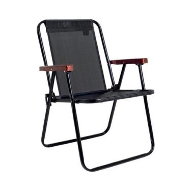 Imagem de Cadeira Alta Aço Camping Praia Varanda Wood 110kg Mor