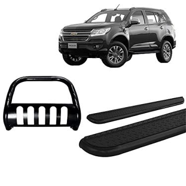 Imagem de Kit Quebra Mato c/Protetor + Estribo Chapa TrailBlazer Preto