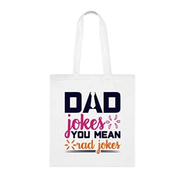 Imagem de Bolsa tote Dad Jokes, sacola Dad Jokes, para pai, bolsa de ombro papai, bolsas reutilizáveis para papai, presente para papai da filha favorita, filho e filhos, Branco