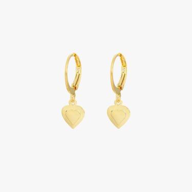 Imagem de Brinco Argola Com Pingente De Coração Banhado A Ouro