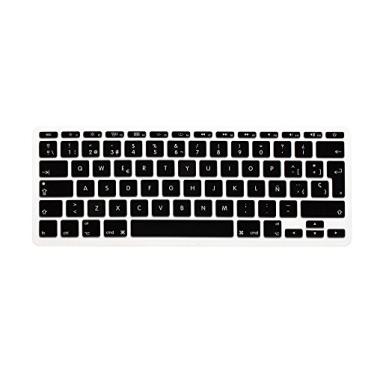 Imagem de HRH HRH Capa de teclado de silicone em espanhol para MacBook Air 11,6 polegadas MacBook 11 polegadas A1370 A1465 Europeu/ISO Layout Teclado Portector-Preto