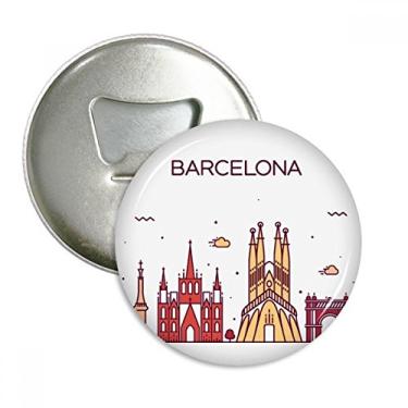 Imagem de Barcelona Espanha Abridor de garrafas com ímã de geladeira com padrão de ponto de referência plano