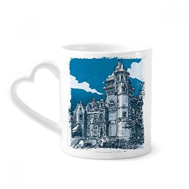 Imagem de Old Castle Medieval Cavaleiros da Europa Caneca Emblema Café Cerâmica Copo de Coração de Vidro