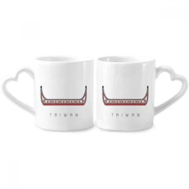 Imagem de Taiwan Viagem Dragão Barco China Casal Caneca Porcelana Conjunto de Cerâmica Amante Copo Punho Coração