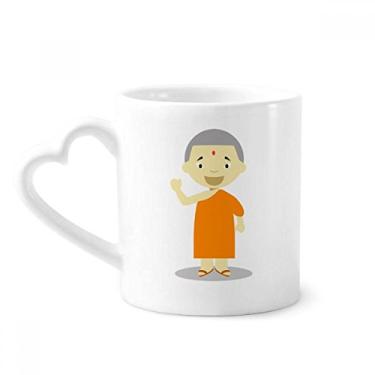 Imagem de Caneca de desenho de monge do Nepal Orange Gown caneca de café cerâmica copo de coração de vidro