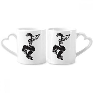 Imagem de Flauta Celebrate Outline Mexico Dance Couple Mexican Porcelain Mug Set Ceramic Lover Cup Heart Handle