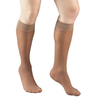 Imagem de Truform Meias de compressão transparentes, 8-15 mmHg, altura do joelho feminina, 20 denier, acinzentado, pequeno