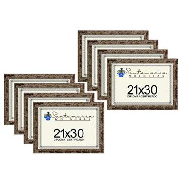Imagem de Kit 8 Molduras Porta Diploma Certificado A4 21x30 Marrom