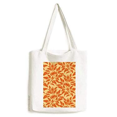 Imagem de Sacola de lona floral clássica decorativa laranja dourada bolsa de compras bolsa casual