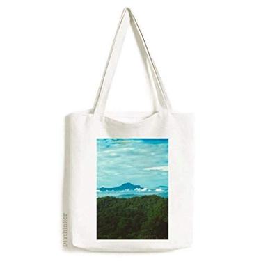 Imagem de Bolsa de lona azul céu verde floresta, ciência, natureza, paisagem, sacola de compras, bolsa casual