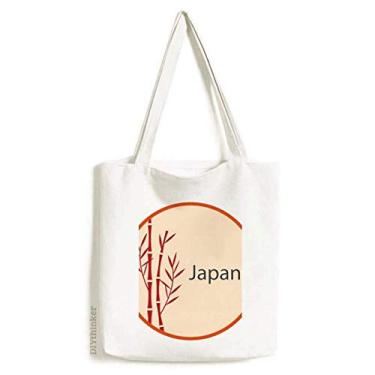 Imagem de Bolsa de lona com estampa de bambu vermelho da cultura japonesa, bolsa de compras casual