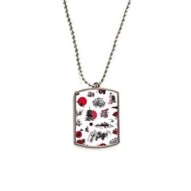 Imagem de DIYthinker Colar de aço inoxidável com pingente de placa de identificação para cães com suporte de pinheiro japonês Sakura