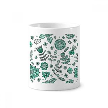 Imagem de Suporte de caneta para escova de dentes com folhas de flores verdes e suporte de cerâmica