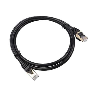 Imagem de Moochy Cabo de rede CAT8 40 Gbps Cabo Ethernet de 2000 MHz com blindagem multicamada 26AWG Núcleo de cobre puro e interface banhada a ouro 1M