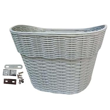 Imagem de UGPLM Cesta de bicicleta Cesta de guidão Acessório de bicicleta Cestas de armazenamento de bicicleta duráveis Alforje frontal, L cinza