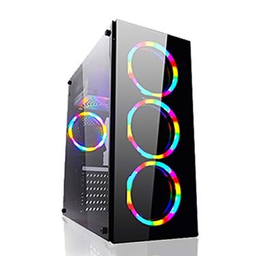 Imagem de Gabinete Gamer ATX Case, Mid-Tower PC Gaming Case ATX/M-ATX/ITX - Front I/O USB 3.0 Port - Fully Transparent Side Panels - Support Water Cooling - 4 Fan Position (Style : 4 fan)