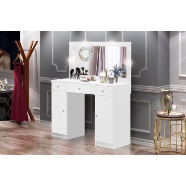Imagem de Penteadeira 2 Portas 3 Gavetas com Espelho Realeza J&A Móveis Branco