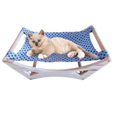 Imagem de Cama Rede Suspensa Azul para Gatos: Conforto e Estilo em um Produto Pet Feito com Madeira de Qualidade