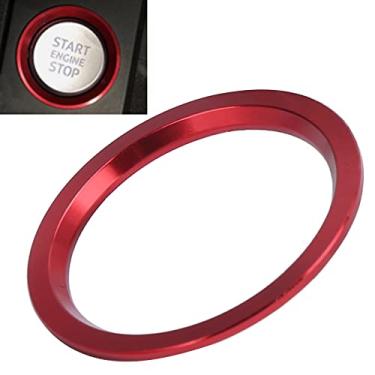 Imagem de aqxreight Capa de Metal para Botão de Partida de Carro, Botão de Parada de Ignição do Motor, Guarnição de Liga de Alumínio, Substituição Vermelha para 2009-2018