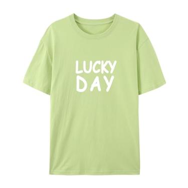 Imagem de BAFlo Camisetas Lucky Day com manga curta para homens e mulheres, Verde Matcha, 5G