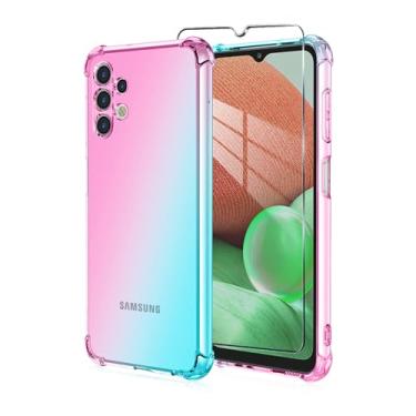 Imagem de Mocotto Capa para Gabb Phone 3 Pro com protetor de tela de vidro temperado transparente gradiente fino flexível TPU reforçado cantos com absorção de choque para Gabb Phone 3 Pro (rosa verde)