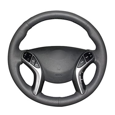 Imagem de Capa de volante de carro confortável e antiderrapante costurada à mão preta, apto para Hyundai i30 2012 a 2017 Elantra GT 2013 a 2017 Elantra Coupe