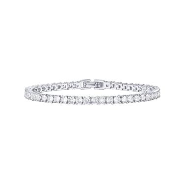 Imagem de PAVOI Pulseira clássica de tênis de zircônia cúbica banhada a ouro 14K de 3 mm | Pulseiras de ouro femininas | Tamanho 15 a 19 cm, 6.5 Inches, Ouro branco, Zircônia cúbica