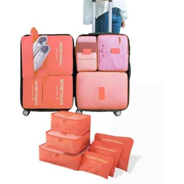 Imagem de Kit Organizador de Mala de Viagem Prático 6 Peças Necessaires para Roupas, Maquiagens,cuecas calcinhas e meias Bagagen-Lene (Salmão)