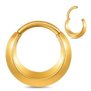 Imagem de MOQIKAKA Argolas de nariz 16G: Anéis de septo de aço inoxidável 316L dourados, segmento articulado, lábios, hélice, cartilagem, clicker, brincos, piercings para mulheres e homens, 8 mm, 16g 8mm, Aço